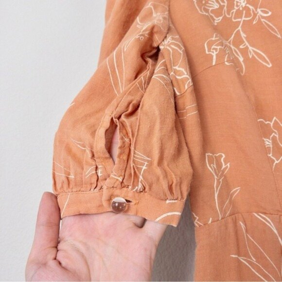 Capulet Isalina Linen Cropped Jumpsuit S Oleander Floral Puff Sleeve Wide Leg - Picture 11 of 14